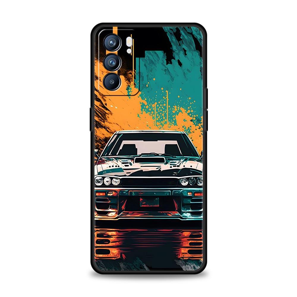 Sports Car JDM Tokyo Drift Case For Oppo Find X6 Pro X5 A54 A53 A52 A9 A15 A95 A17 A16 A76 A74 A57 Reno7 Reno6 Pro Plus 5G Cover