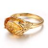WOSIKATE Trendy Citrine Gemstone Gold Plated Ring For Women Fashion Jewellery Engagement Ring Gift Accessories