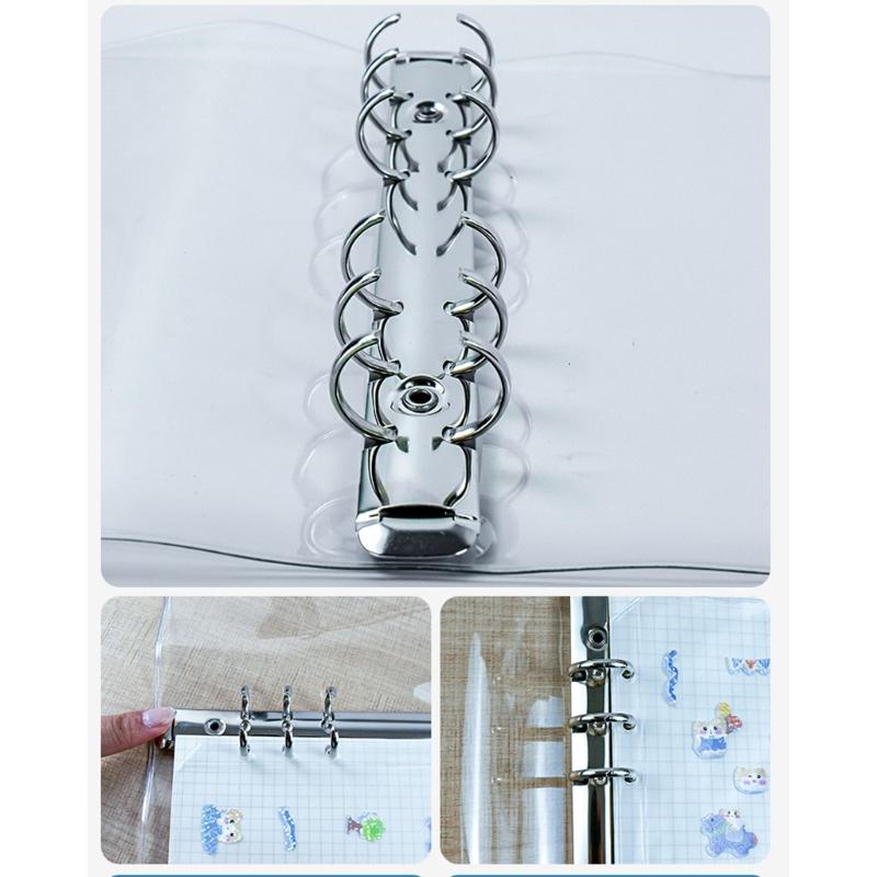 Ein 6-Ring-Ordner mit Druckknopf 6-Ring-Ordner Klare Weiche Notizbuchhülle Budgetplaner-Ordner für Schule Büro Besprechung