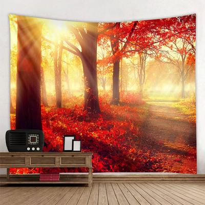Forest Landscape Tapestry Wall Hanging Living Room Bedroom Fabric Decoration Background Bohemian Hippie Picnic Mat Bed Sheet