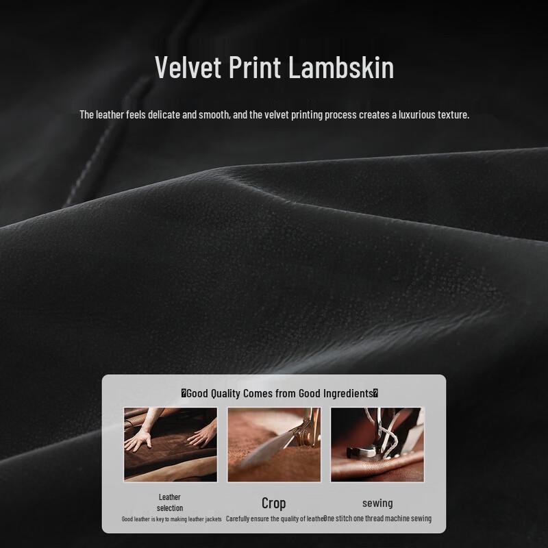 Futing Men's Premium Sheepskin Lapel Leather Jacket