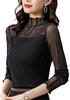 YANGRONG Lace Long Sleeve High Neck Layered Stylish Women's Top, Shirt, Top, Pullover, Sheer, Elegant, Korean, Feminine, Soft, Look, Slimming, Cute,