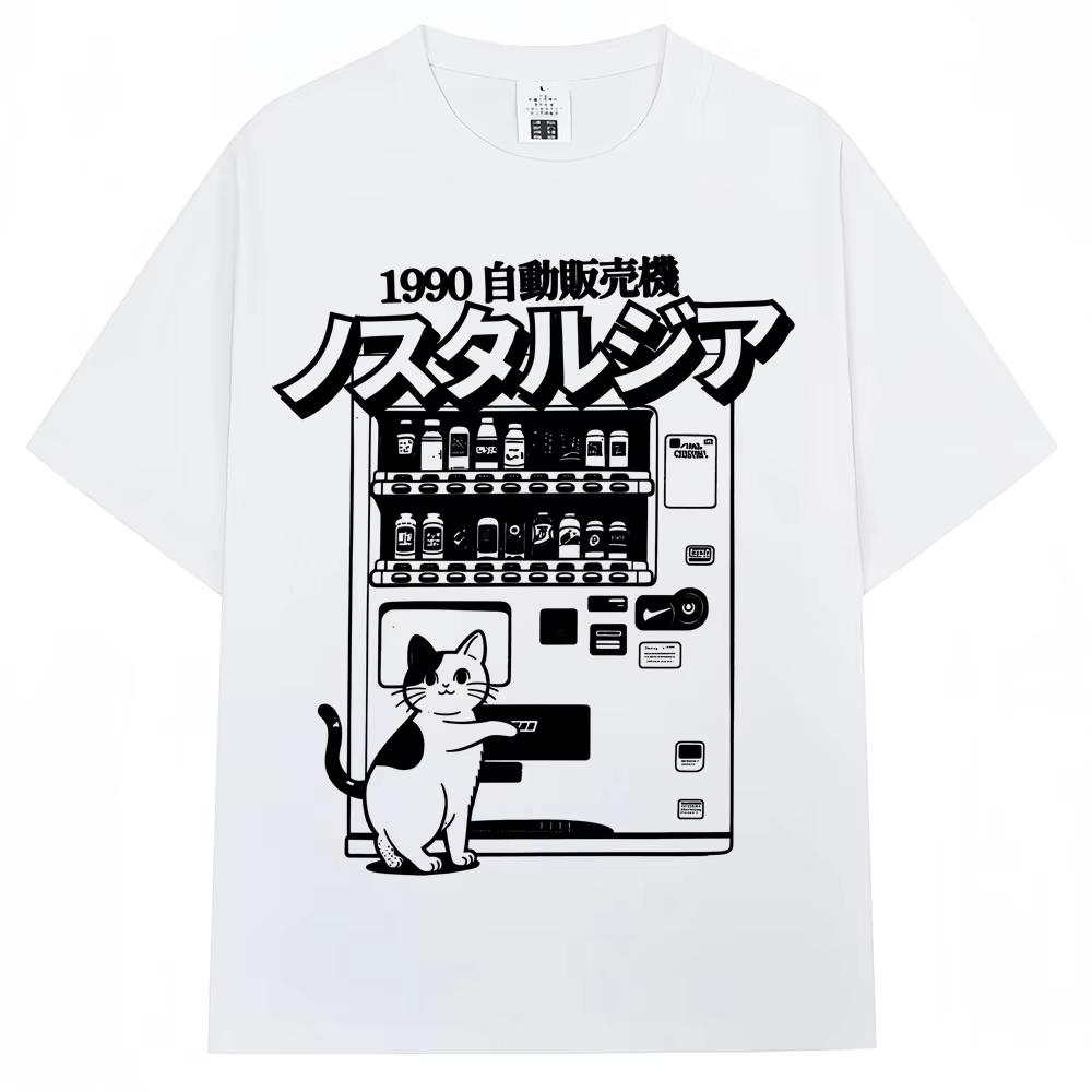 

Vintage Japan Cat Vending Machine Graphic T Shirts 90s Anime Fashion Harajuku Men Women Short Sleeve Oversized Cotton T-shirts 5XL різнокольоровий