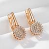 Rose Gold Color Crystal Flower Dangle Earrings For Women Trendy Full Natural Zircon Accessories Fine Daily Jewelry