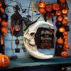 Waterproof Spooky Halloween Skull with Hat Skull Moon Hanging Decoration  Escape Room