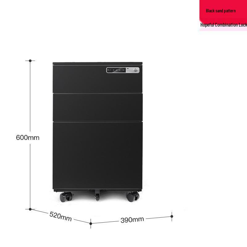 Steel Three-Drawer Mobile Office Cabinet with Lock, Under Desk Storage Solution