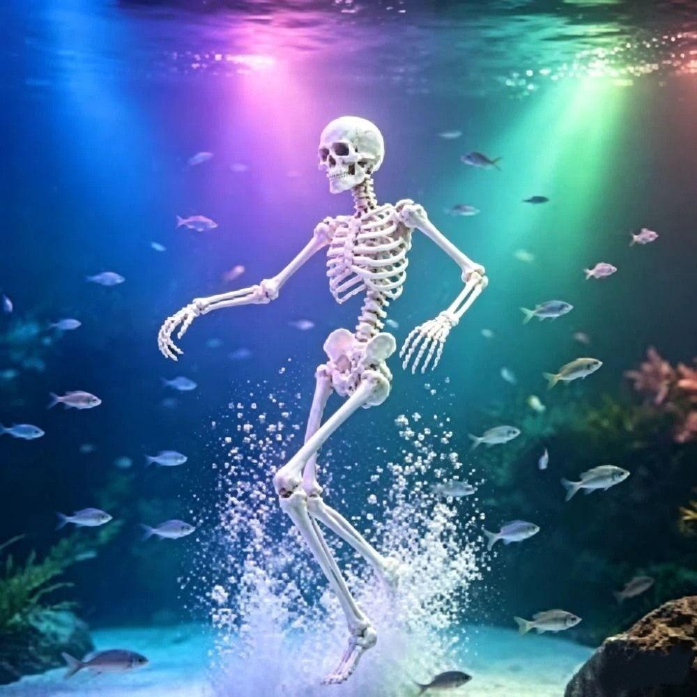 Saugfuß Aquarien Tanzschädel Sprudler Skelette Statue Bewegliches Sauerstoff Skelett Aquarium Becken