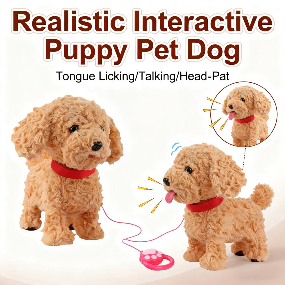 Touch-Sensitive Interactive Plush Dog Realistic Touch Sensing Plush Dog Licking/Talking Puppy Leash Control Pet Toy Gift