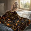 Orange Contour Texture Flannel Blanket Warm Soft Halloween Christmas Decorative Couch Warm Cozy All-Season Gift