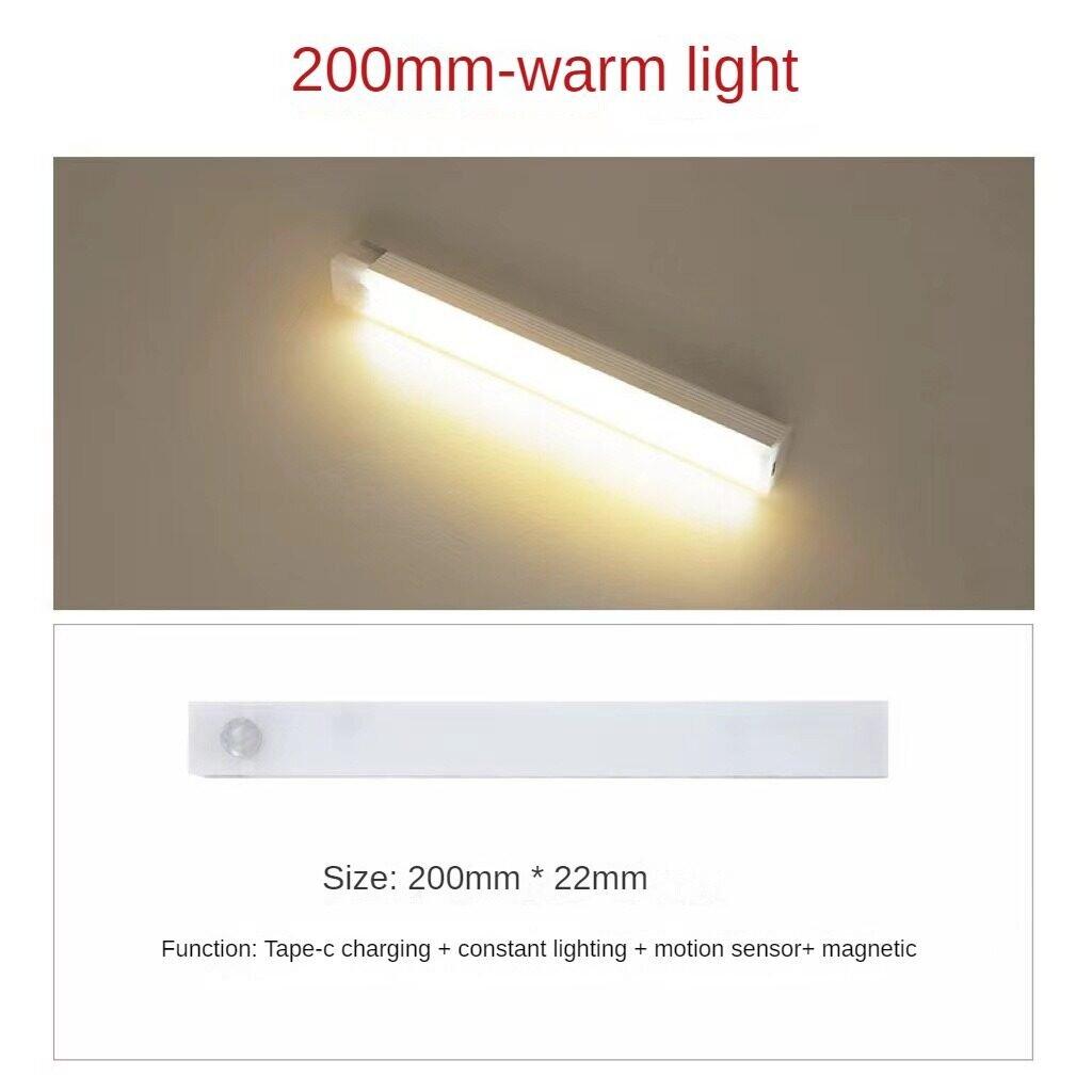

Светодиодная лента-ночник с датчиком движения, беспроводная, USB-перезаряжаемая, для шкафа, гардероба, кухонного шкафа, стены, лестницы, кухни 20CM Warm light