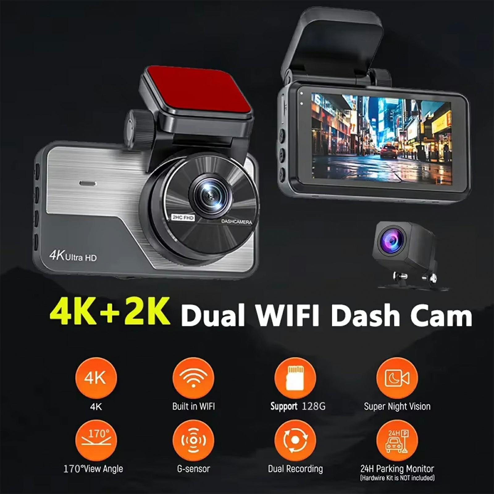 

Car Dash Cam 4K Front 2K Rear Dual Recording Night Vision 3 Inch IPS Screen WIFI Vehicle Parking Monitor Type A