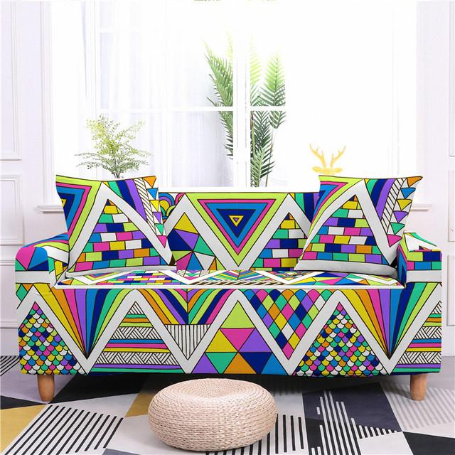 

Эластичный чехол для дивана для гостиной, 3-местный геометрический принт, секционный угловой L-образный чехол для дивана, защитный чехол, многоцветный 1 seater 90-140cm