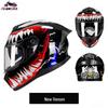 Unisex Double Lens Full Face Motorcycle Helmet with Large Tail Wing