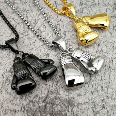 Nya trendiga och populära hiphop-accessoarer, dubbla boxhandskar, hängsmyckeshalsband