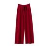 Women's High Waist Wide Leg Cashmere Pants - Floor-Length, Elastic Waist, Urban Fall/Winter Style
