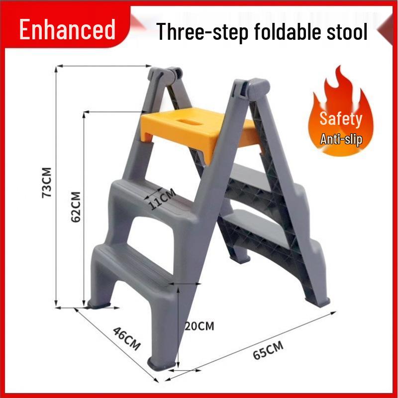 Multifunctional Two-Step Plastic Ladder Stool for Household Use