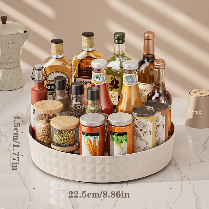 

360°rotating spice storage rack,bathroom storage and multi-function cosmetic storage tray,suitable for kitchen bathroom bedroom