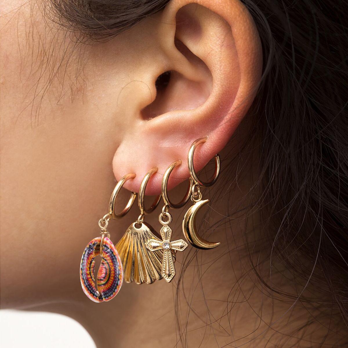 

Accessories, personalized short pendants, creative earrings, ethnic style shells, star heart-shaped ear clips for women