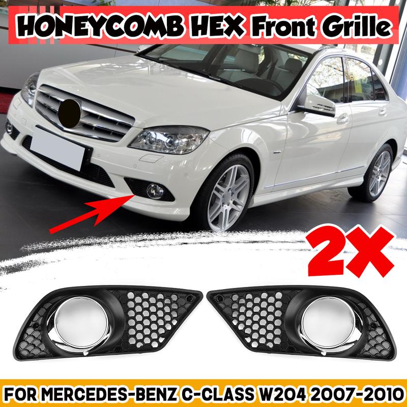 W204 Car Front Fog Light Grille Lamp Cover HONEYCOMB MESH For Mercedes For Benz C-Class W204 2007-2010 A2048850353 A2048850253