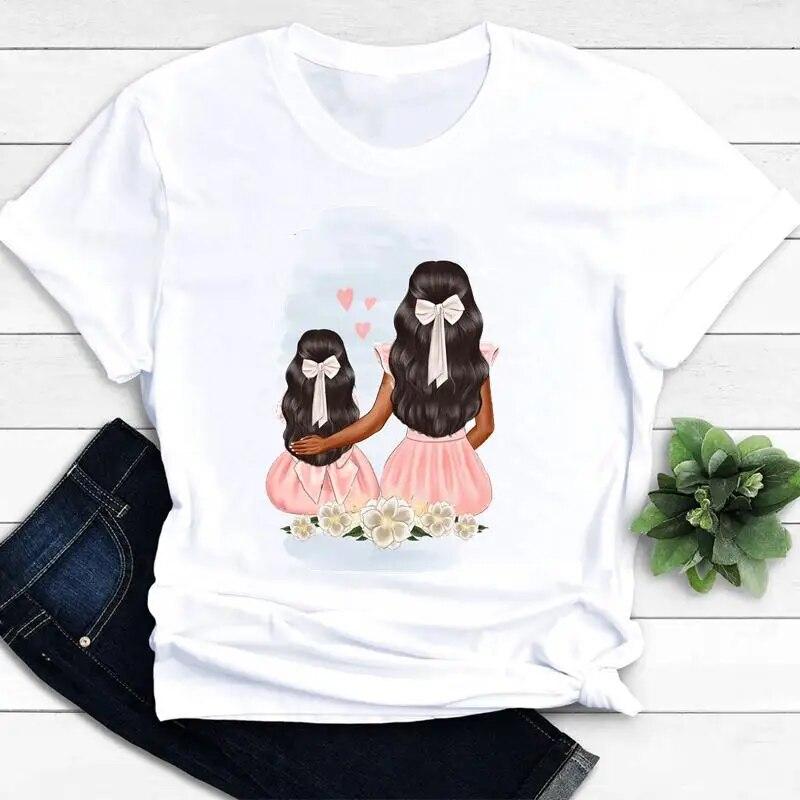 Women Clothing Mom Mama Love Mother Son Short Sleeve Graphic Tee T-shirts Female Ladies Fashion Casual Summer Tshirt Clothes
