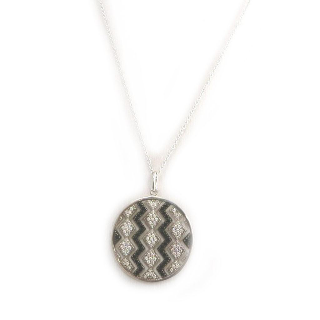 Altesse [N3070] - Silver Necklace 'Sissi' Black White