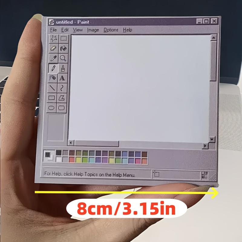 Sticky Notes 50 Sheets Retro Computer Drawing Pad - Square Design, Perfect for Artists and Office Use, Ideal for Creating Vintage Style Artwork