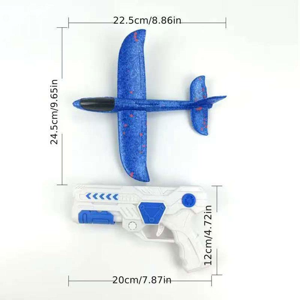 Glowing Foam Aircraft 15M Launcher Catapult Glider Aircraft Gun Toy Children's Outdoor Game Bubble Model Shooting Flying Roundab