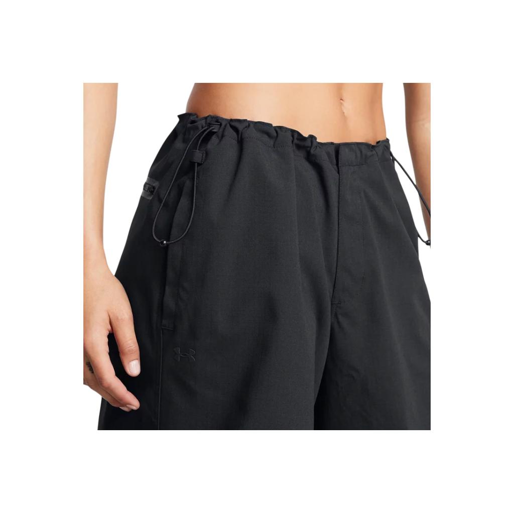 Under Armour Unstoppable Solid Loose Fit Button Design Soft Straight Leg Casual Pants Women Bottoms Black 1388856-001