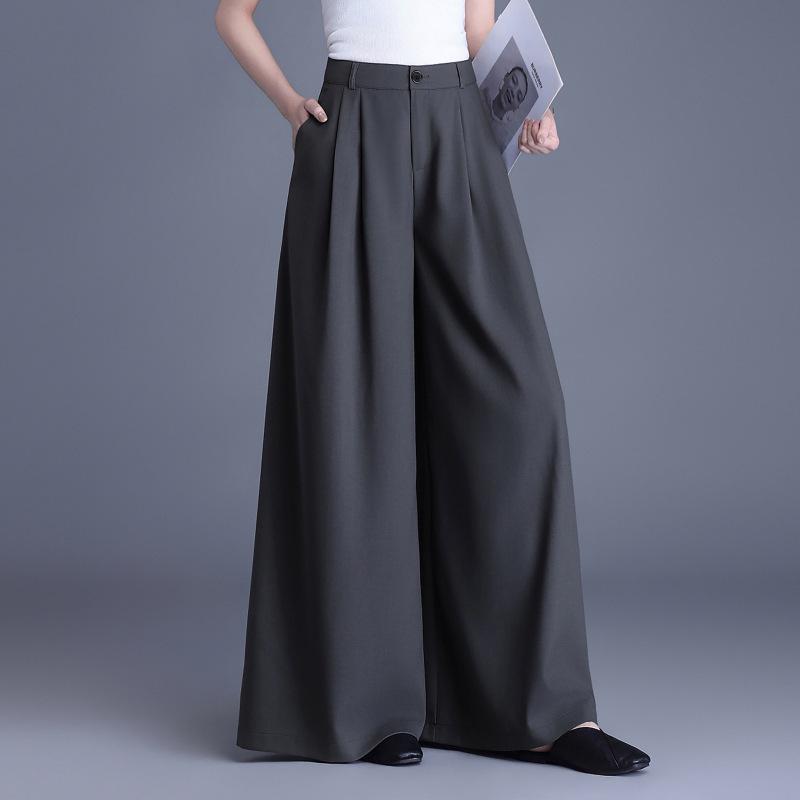Spring Arrival High-Waisted Wide-Leg Bell Bottoms - Fashionable, Slimming, and Floor-Length