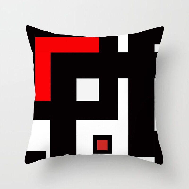 Modern Minimalist Red Abstract Geometric Pillowcase Home Sofa Pillow Cushion Cover