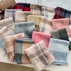 100% Pure Wool Scarf Female Winter Warm Cashmere Shawl Checkerboard Couple Accessory Outdoor Wrap Windproof Scarf