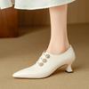 Fashion 2025 New Spring Sheep Suede Women Shoes Retro Pointed Toe Women Pumps Zipper High Heels Modern Ladies Shoes