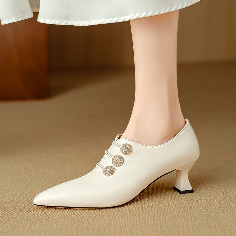 Fashion 2025 New Spring Sheep Suede Women Shoes Retro Pointed Toe Women Pumps Zipper High Heels Modern Ladies Shoes