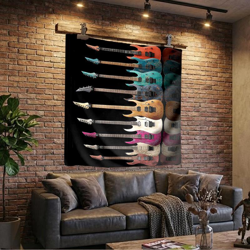 Guitar Collection Diversity Printed Tapestry, Wall Hanging,Livingroom, dormitory, Large Wall Decor, Fabric Decor Fan Birthday Gifts