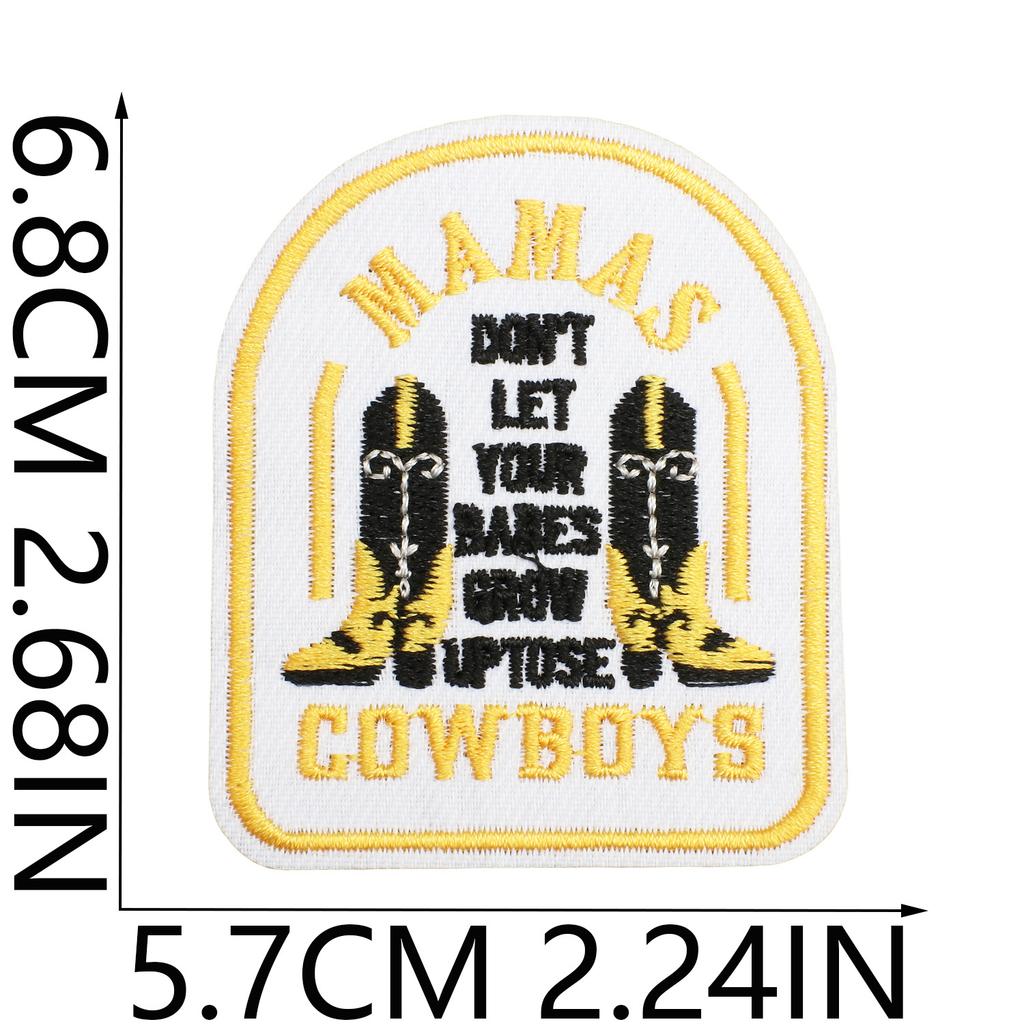 52 Pezzi Stoffa Ricamata Mista Tema Western Denim Adesivo Stile Punk Teschio Patch Adesivo Decorazione Vestiti Cactus