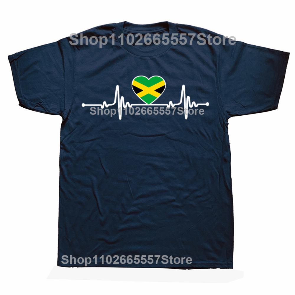 Funny Jamaican Pride Heartbeat I Love Jamaica Tshirts Men Womens Fashion Casual Tshirt 100 Cotton Loose Oversized T Shirt S