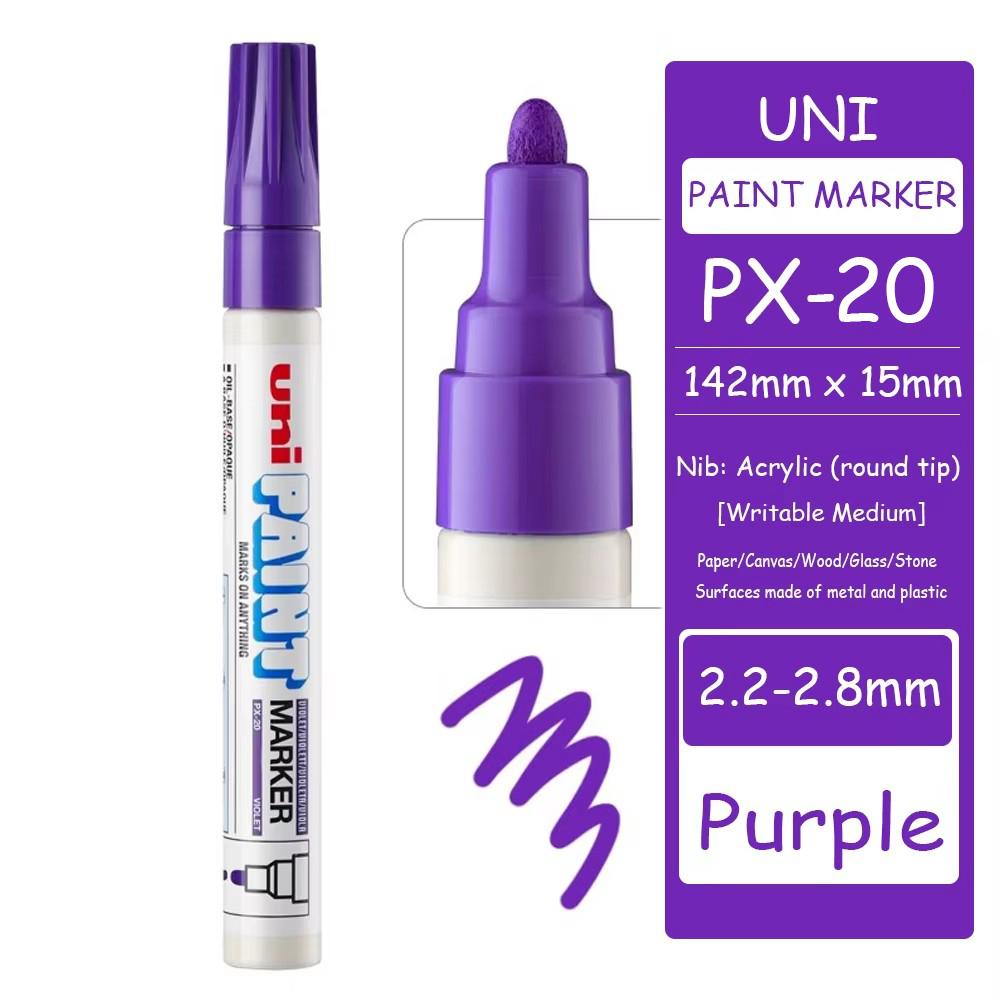1 stuks Japan UNI Px-20 Verf Pen Gebaseerde Markers Bijwerk Pen Waterdicht Industrieel Niet-vervagend Banden Marker Permanente Kunstbenodigdheden paars