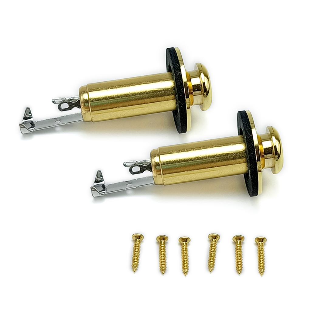 2Pcs Acoustic Electric Guitar Mono Endpin Socket Plug 6.35mm Guitar Strap Button Plug Socket End Pin Output Socket