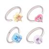 Stackable Square/Star/Heart/Oval Ring Copper Jewelry With Sparkling Zircon Stones Contemporary Adjustable Design