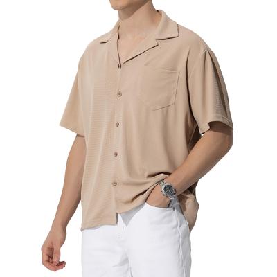 Casey Kevin Camisa Masculina Tamanho S, Manga, Caimento Solto, Waffle Sólido, Tamanhos Plus, Colarinho Aberto, Tecido, Absorção de Umidade, Secagem Rápida, Confortável,