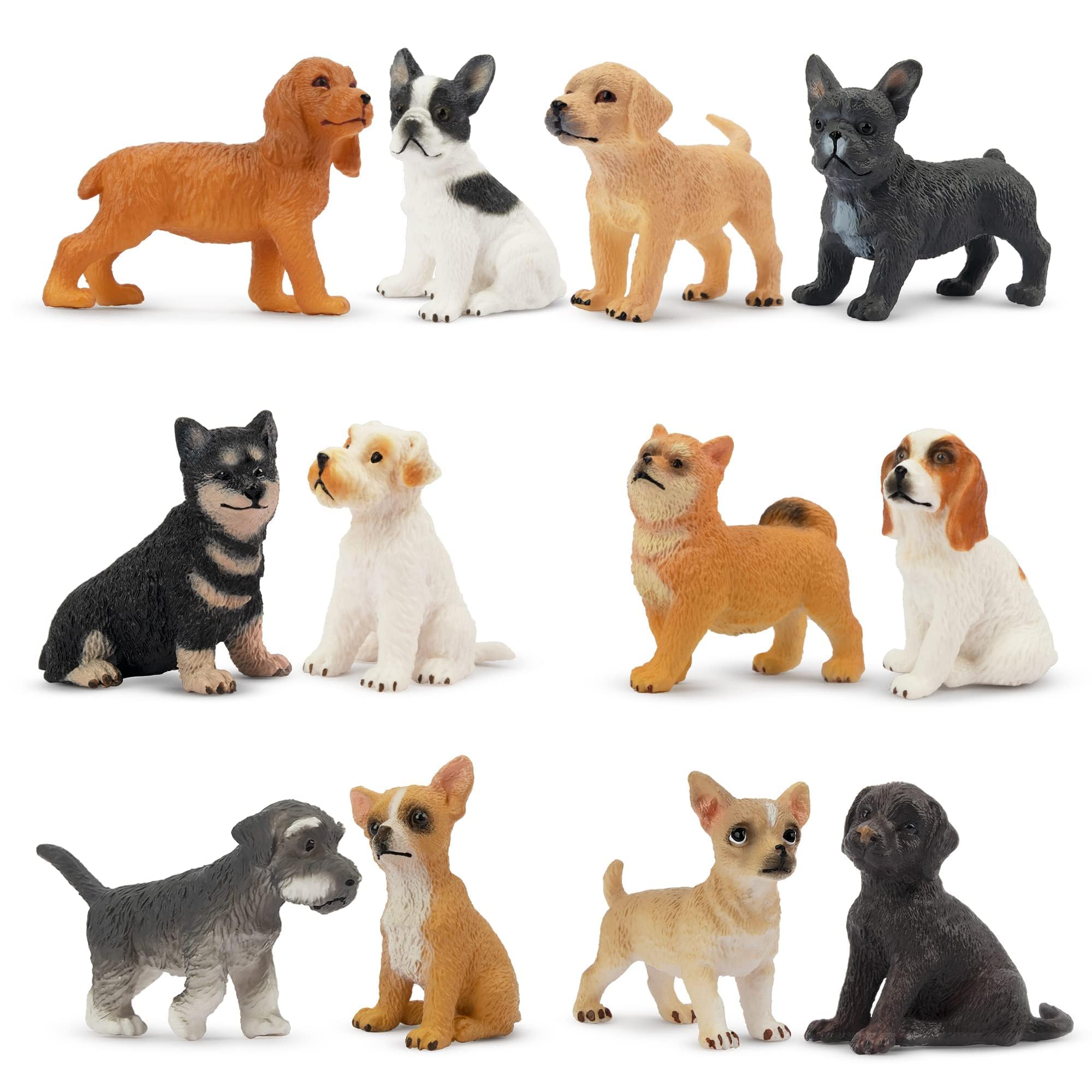

TOYMANY Dog Figure Mini Animal Dog Realistic Animal Miniature Popular Animal Birthday New Ages 6 and Up 12-Piece Set, Figures, Models, Models, Models,
