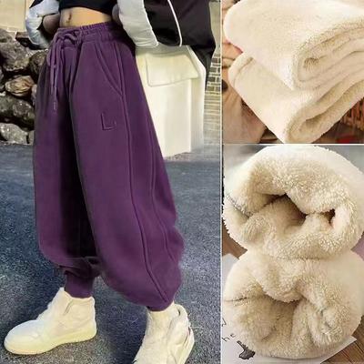 Dicke Fleece-Wintersporthose für Mädchen, Herbst und Winter, Lammfleece für Kinder, warme Jogginghose für Jungen