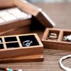 Wedding Wood Rings Jewelry Organizer Box Display Travel for Case Portable Storage Square Shape Box Walnut Necklace Holer