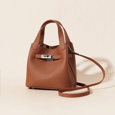 Real Leather Women's Bag, New Lychee Patterned Vegetable Basket Bag, Single Shoulder Crossbody Bag, Women's Armpit Bag, Water Bucket Bag