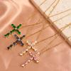 Micro-inlaid Zircon Cross Necklace Pendant Titanium Steel High-Grade All-match Jewelry Clavicle Chain Fashion Accessory