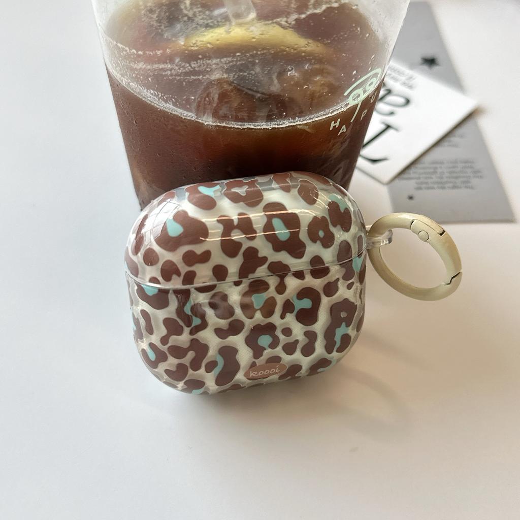 Retro semi-transparent smudged leopard print is suitable for AirPods pro1 generation Apple Bluetooth headset case 1 generation 1 generation protective
