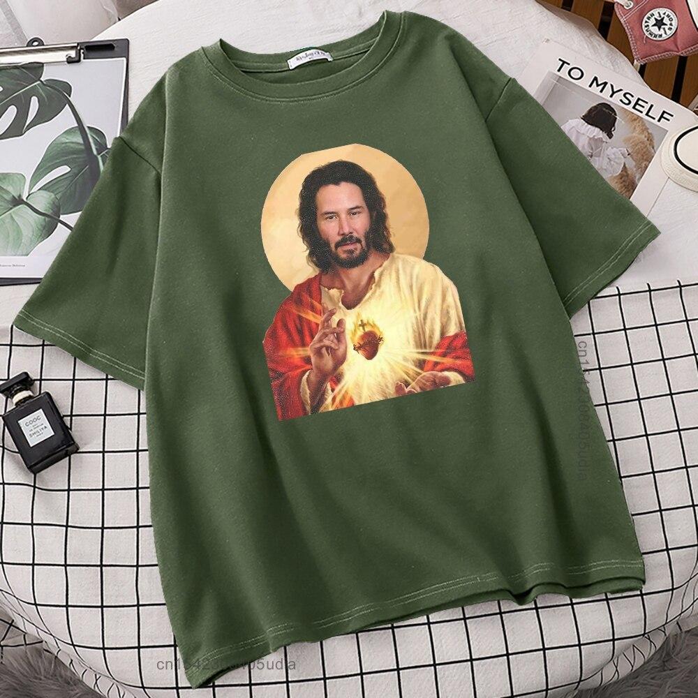 Funny Jesus Keanu Reeves Give You Heart Print Tshirts Fashion Men T Shirt HipHop Brand TShirt Summer Male Causal Tshirts