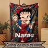 Custom Name Personalized Betty Boop Print Blanket, Home Decor, Bedroom, Sofa, Camping, Couch, Gifts for Birthday Christmas