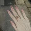 10pcs/set Hand-made Wearable Nails Flashing Aurora Pink Diamonds Manicure False Nails Removable Finished Product Phototherapy Nails