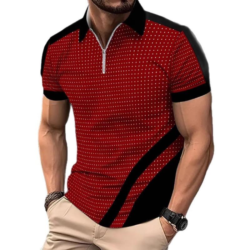 European American Summer Fashion Printed Breathable Quick-drying Color Matching Men's POLO Shirt Sports Polo Shirt